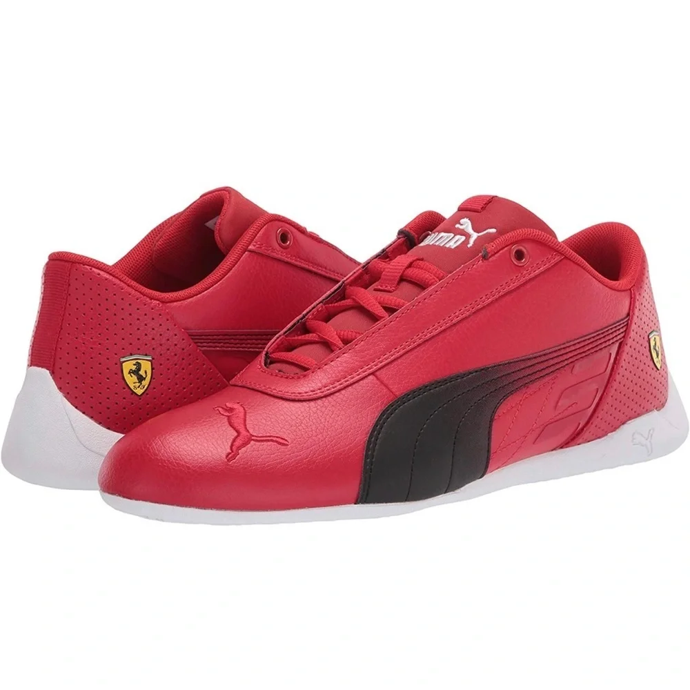 Men’s PUMA Ferrari Sneaker red black with ferrari logo athletic shoe white base - Picture 7 of 9